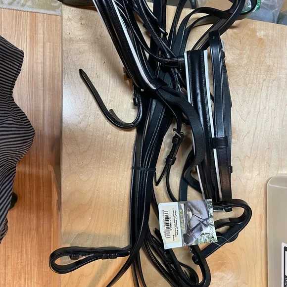 Paris Tack Weymouth Bridle with double reins (black) COB - Picture 2 of 6